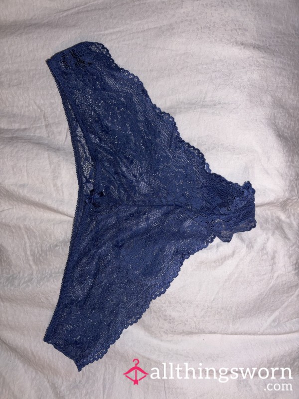 Delicate Blue Lace Panties - Sheer Hipster Style, Worn Fresh For You