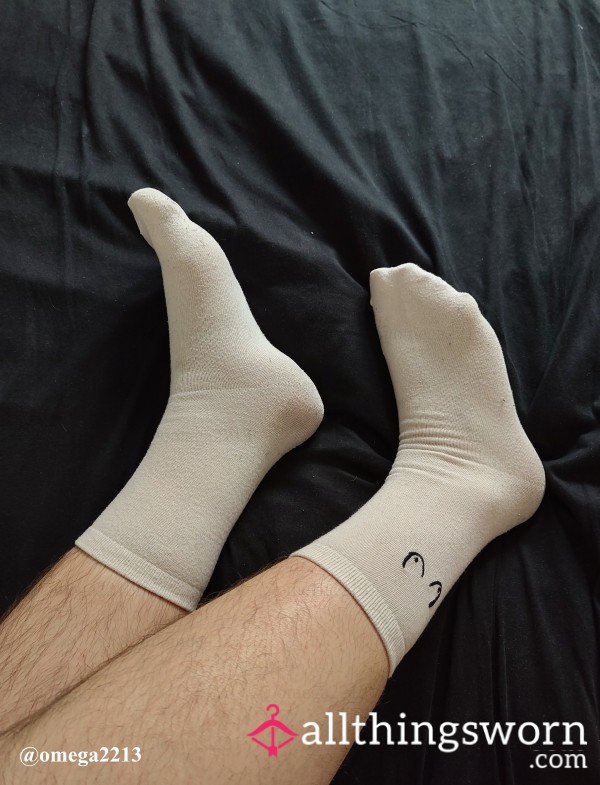 My Deliciously Stinky Off-White Socks With Embroidered B**bs