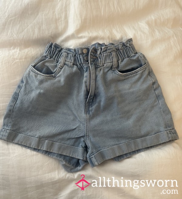 Denim Shorts Worn Without Panties
