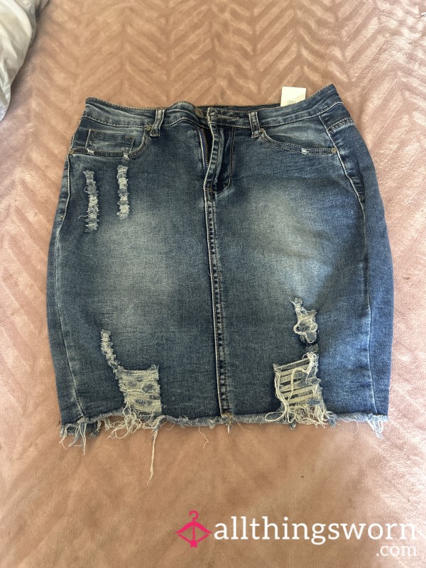 Denim Skirt, Blue Worn Many Times