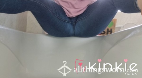 Desperate BBW P**'s Through Blue Skinny Jeans