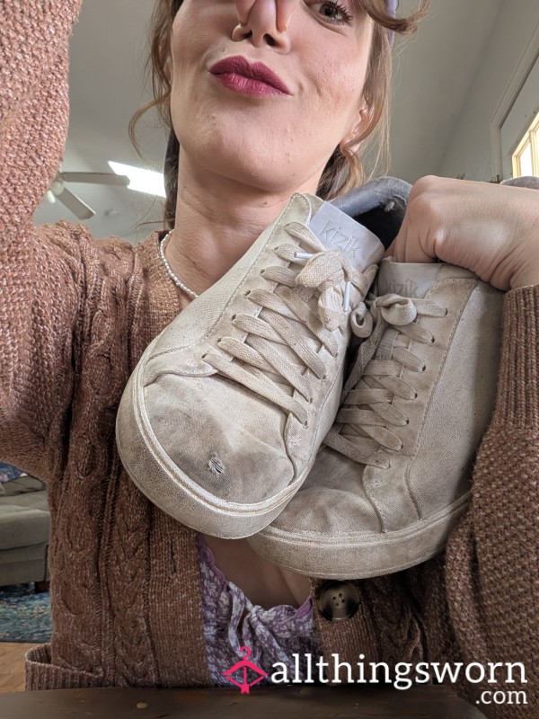 Destroyed White Sneakers Sz 10