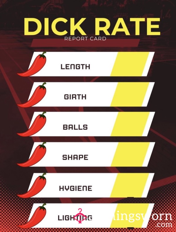 Detailed D*ck Rating Card🍆😈