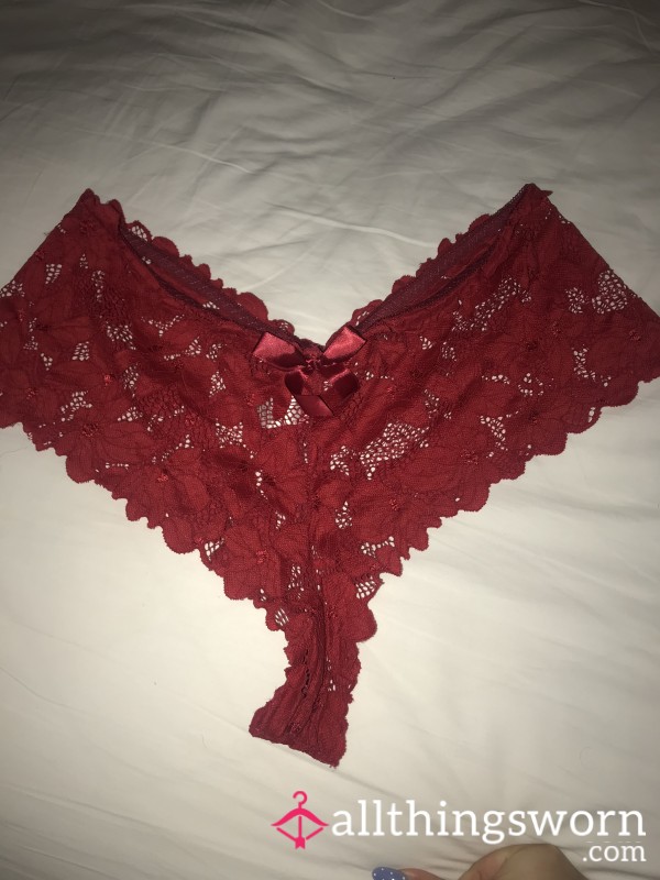 Detailed Red High Leg Briefs