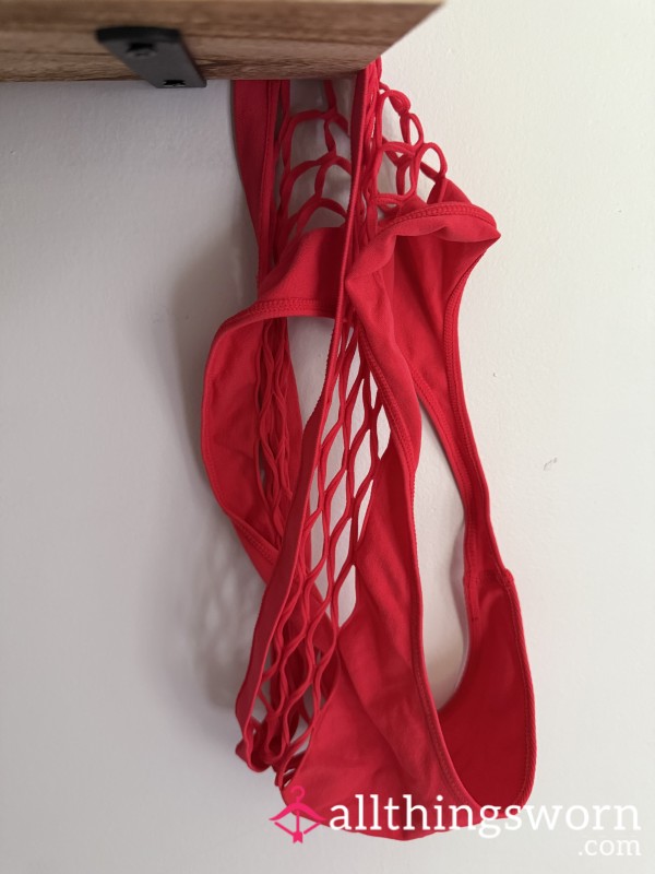 Detention-Worthy Red Mesh Thong 🍎🔥