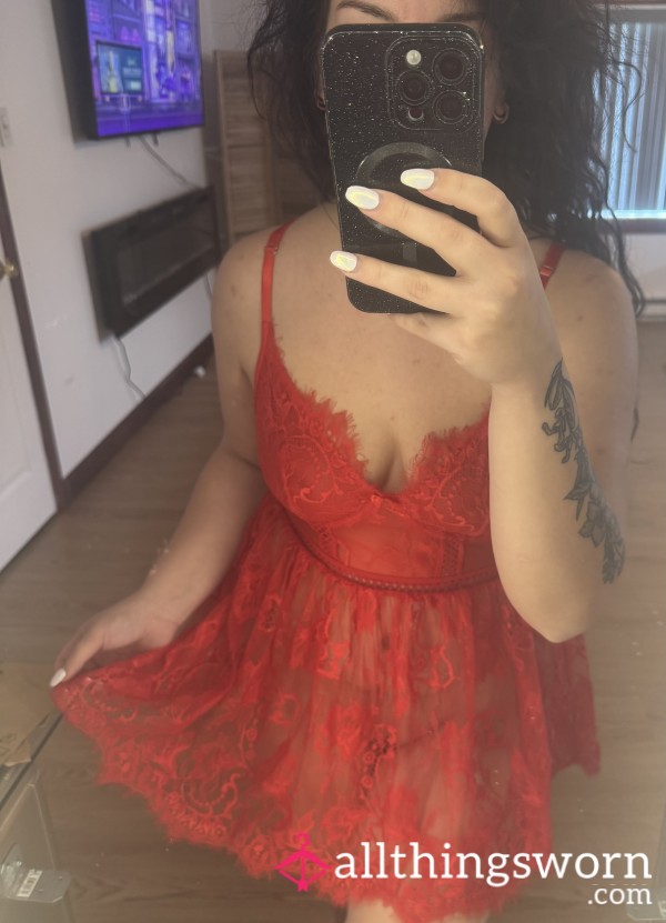 Devil Red Lace Babydoll 😈
