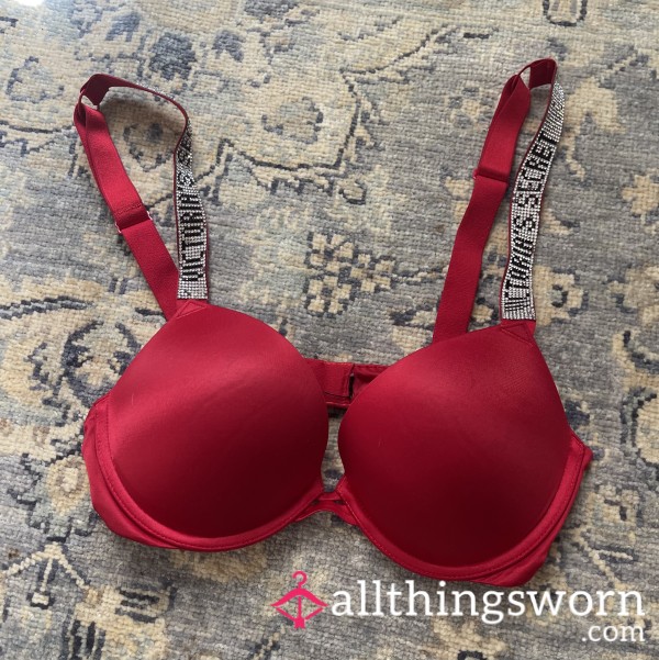 Diamond Studded VS Push Up Bra In Red☺️