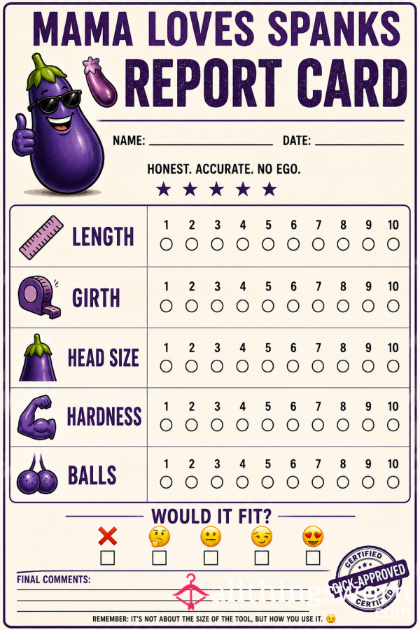 100% Honest D*ck Report Card