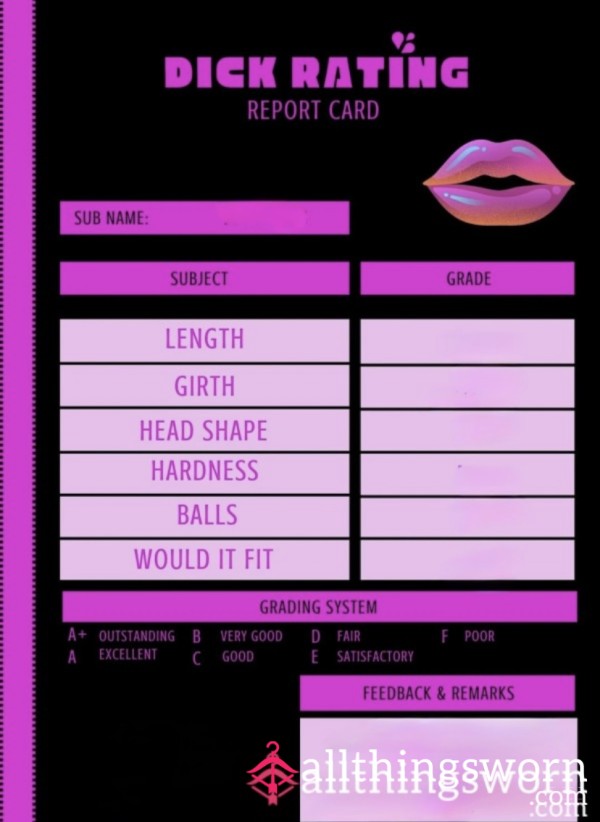D*ck Rating Card 👅🥵🍆