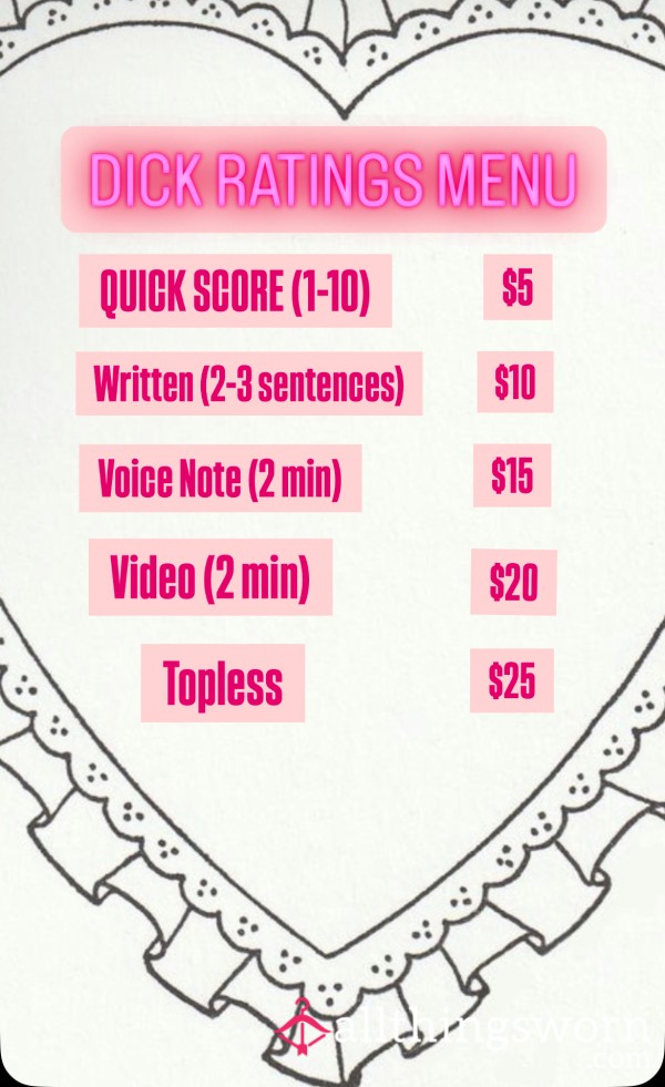 D*ck Rating Menu