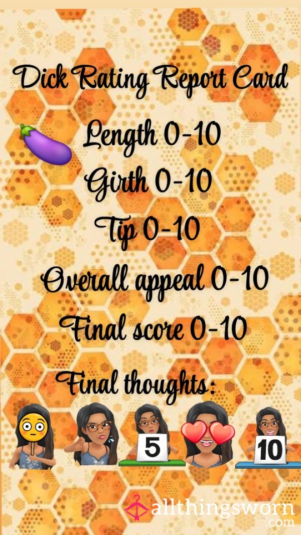 D*ck Rating Report Card