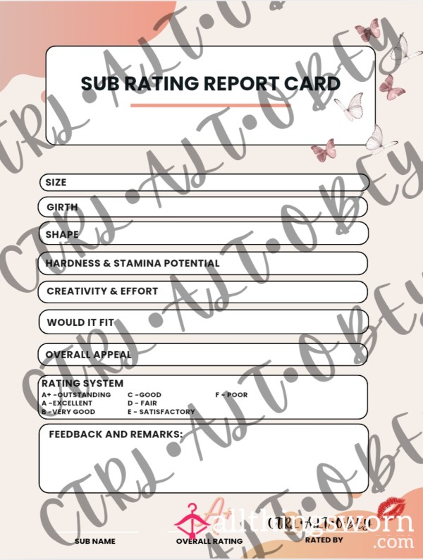 D*ck Rating Report Card 📋🍆