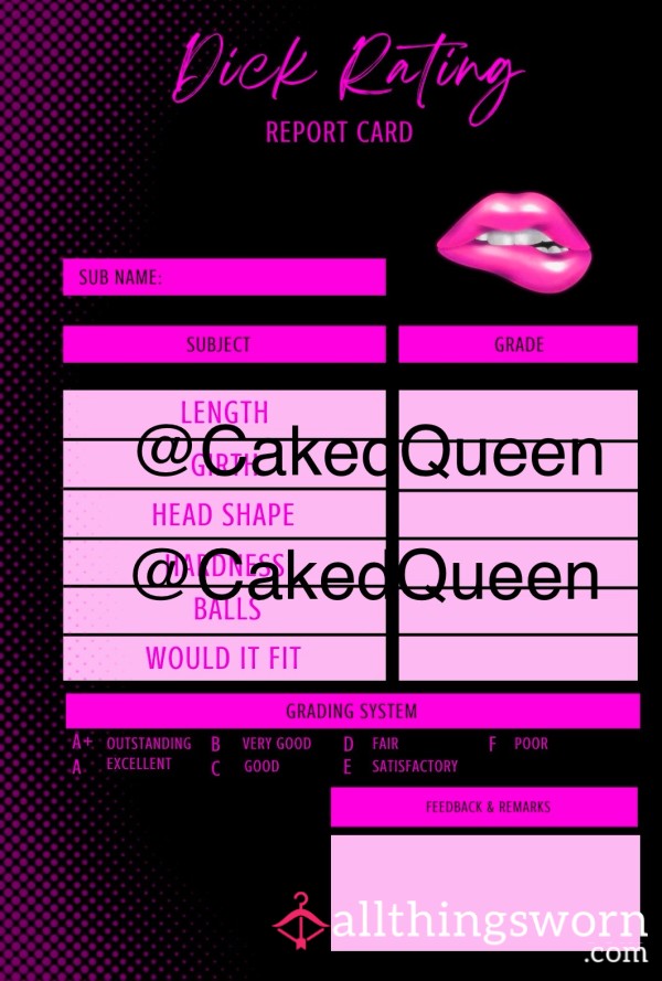 D*ck Rating Report Card