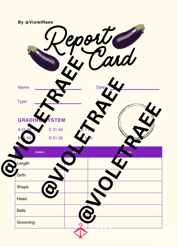 🖤d*ck Rating Report Card🍆🖤