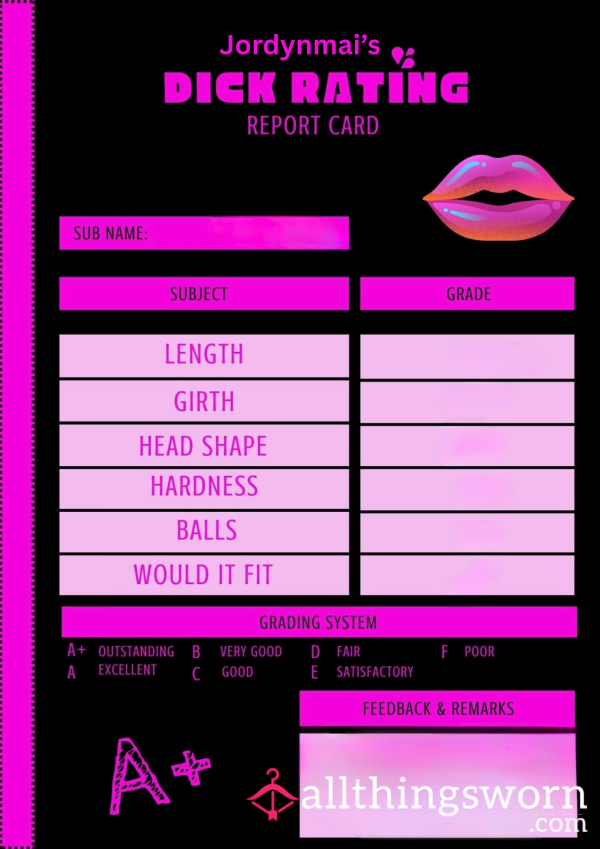 D*ck Rating Report Card