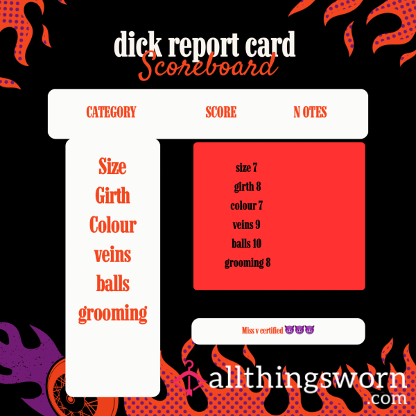 D*ck Report Card 🔥
