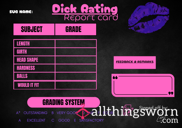 D*ck Report Card