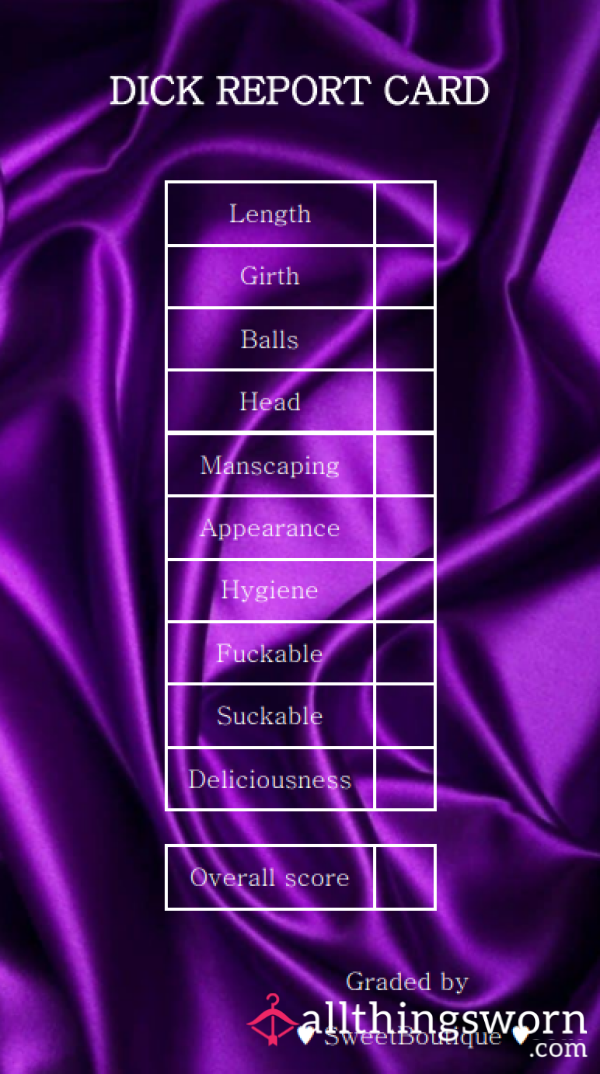 D*ck Report Card