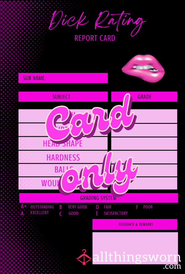 D*ck Report Card Rating (letter Grade Only)
