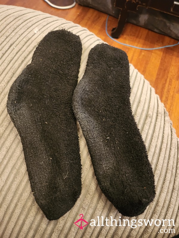 Dirty 24 Hour Wear Black Fluffy Socks!