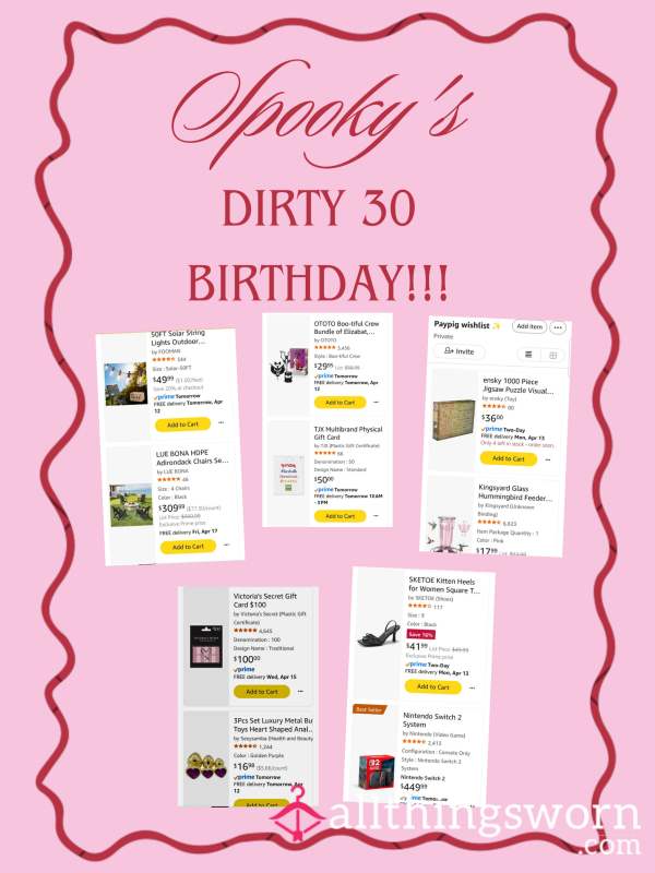 Dirty 30 Bday Wishlist ✨️🖤
