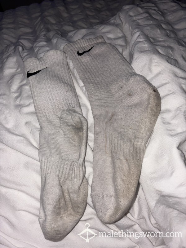 Dirty And Sweaty White Nike Socks From Playing Football Earlier On Today