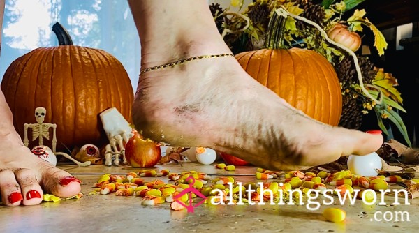 Dirty, Barefoot Candy Corn Crushing Giant