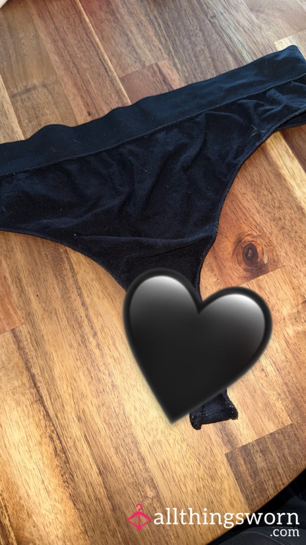 Dirty Black Cotton Thong🖤