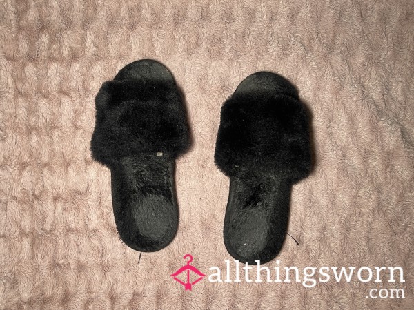Dirty Black Slippers