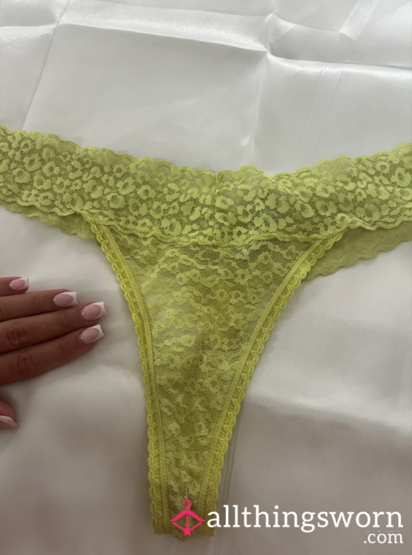 Dirty Bright Yellow Lace Thong