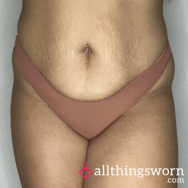 Dirty Brown Ribbed Thong