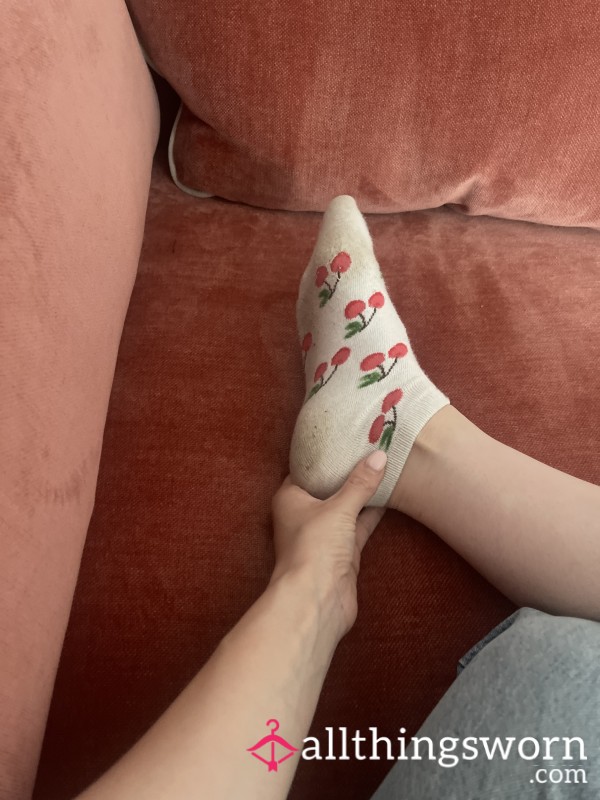 Dirty Cherry Ankle Socks, Been Worn All Day While Working🤤