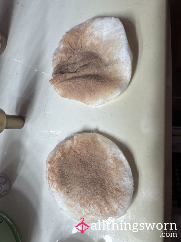 Dirty Cleaning Pads Of Make Up And Oil
