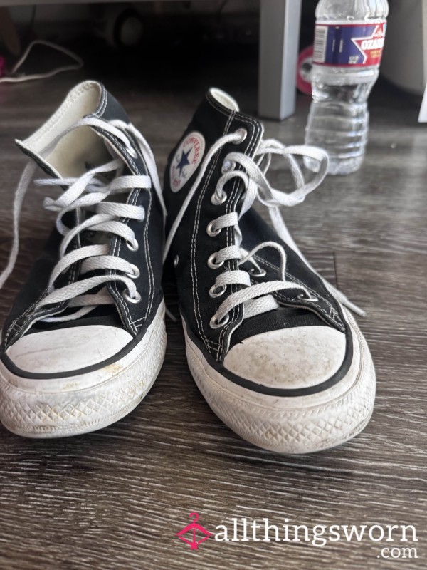 Dirty Converse High Tops Well Worn Black And White
