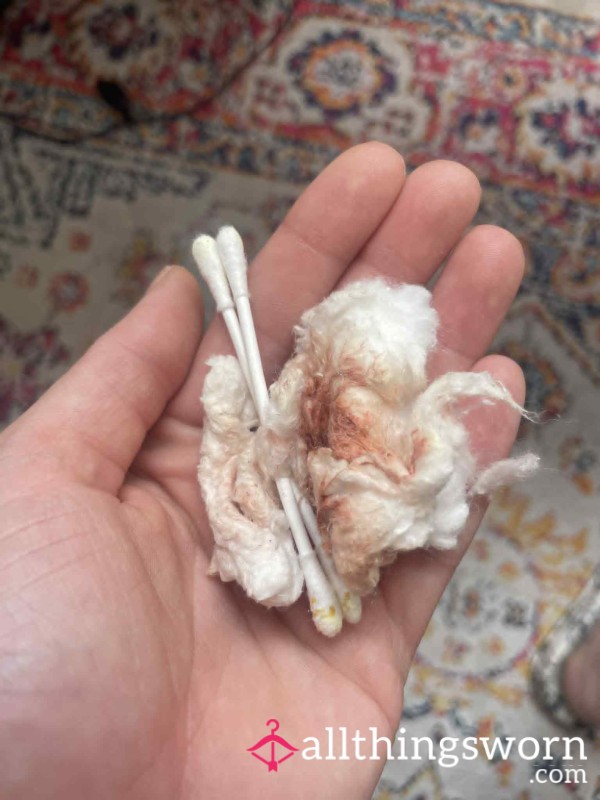 Dirty Cotton Ear Buds And Cotton Wool From Taking Off My Toenail Polish