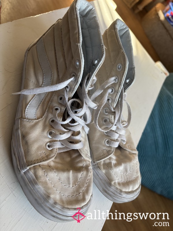 Dirty Cream Vans Hi Tops