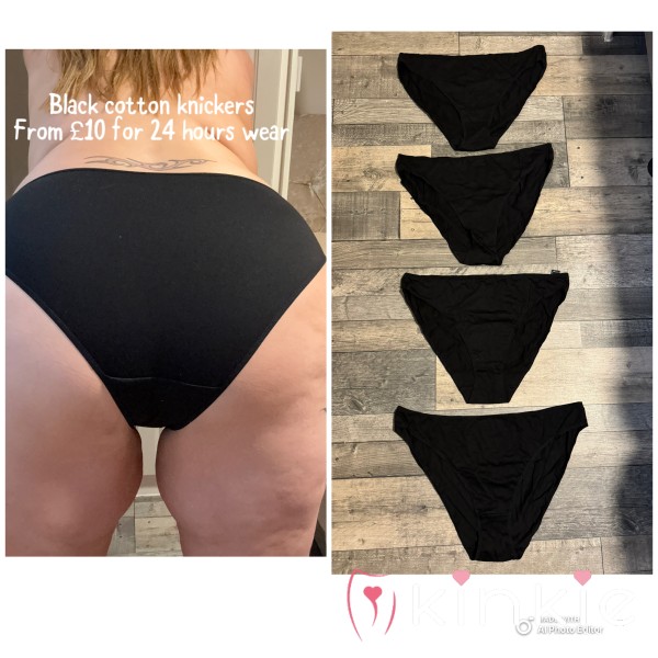 DIRTY CREAMY BLACK COTTON KNICKERS 💦VACUUM SEALED FOR FRESHNESS