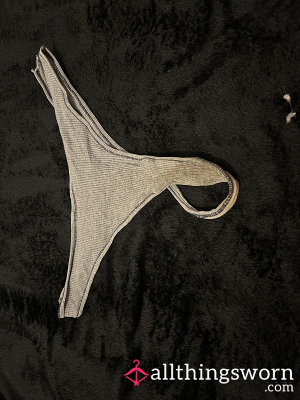 🌫️ Dirty Desire – Worn Grey Thong 🔥