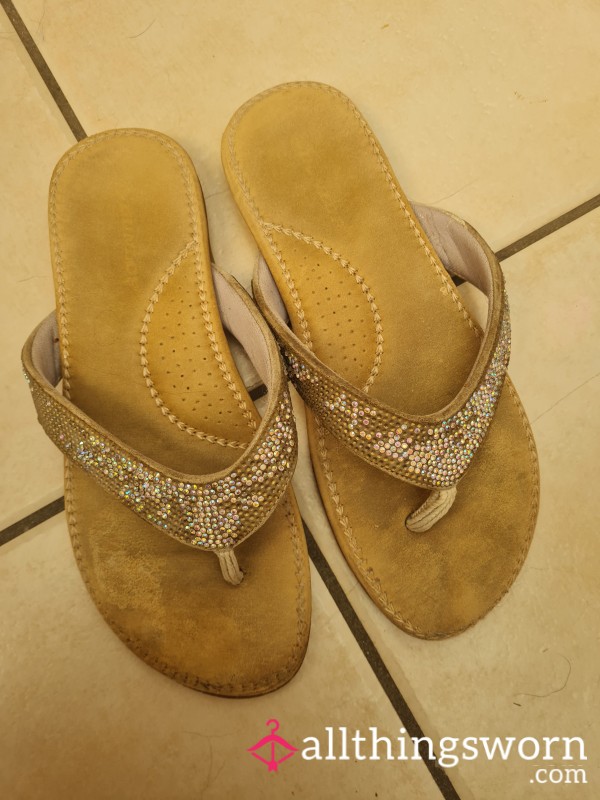 Dirty Flip Flops With Toe And Foot Print