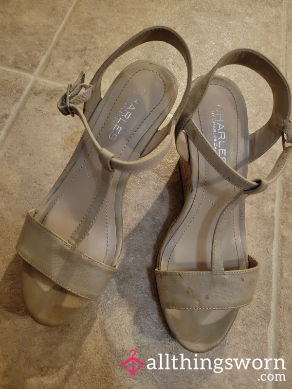 Dirty Nude Cork Wedges