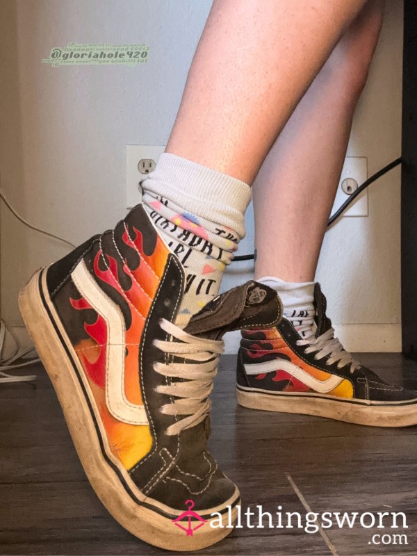 Dirty Old Flame Print Vans