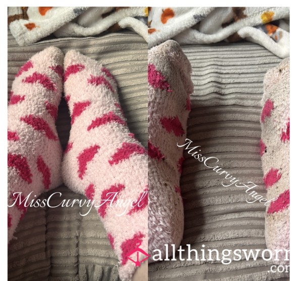 Dirty Old Fluffy Pink Heart Socks (postage Included In Price)