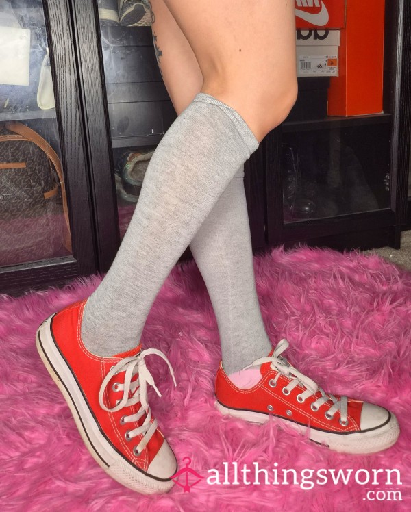 💋Dirty Old Red Converse Well Worn Stinky Smelly Sneakers Flat Shoes Japanese Asian Gym Girl Tattooed Fitness Model Personal Trainer