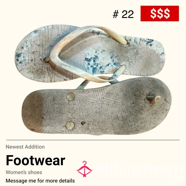 Dirty Old White Flip Flops