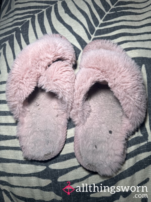 Dirty Pink Fluffy Slippers