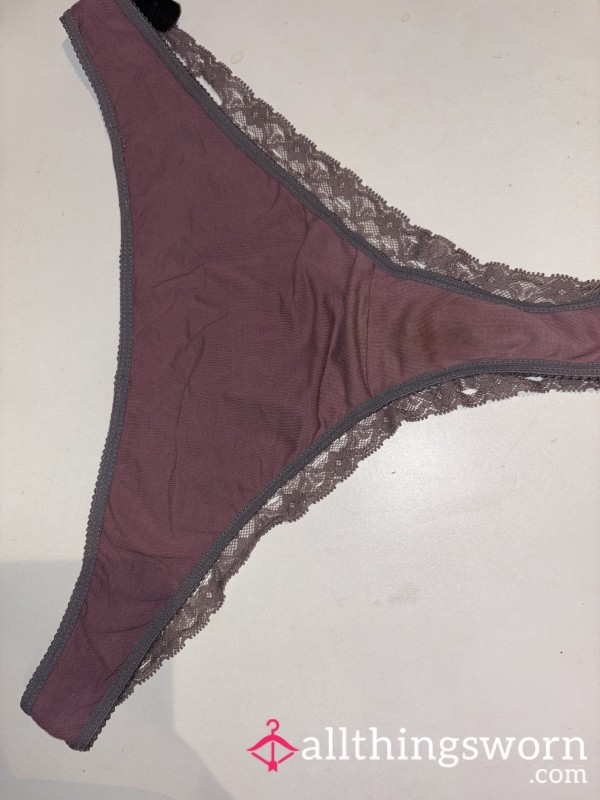 Dirty Purple Mixed Fabric Thongs 😈