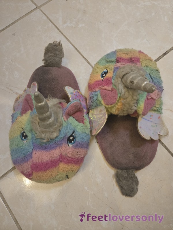 Dirty Rainbow Unicorn Slippers