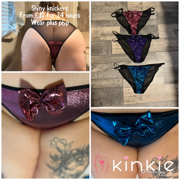 STAINED DIRTY SHINY KNICKERS FROM £10 FOR 24 HOURS WEAR😈