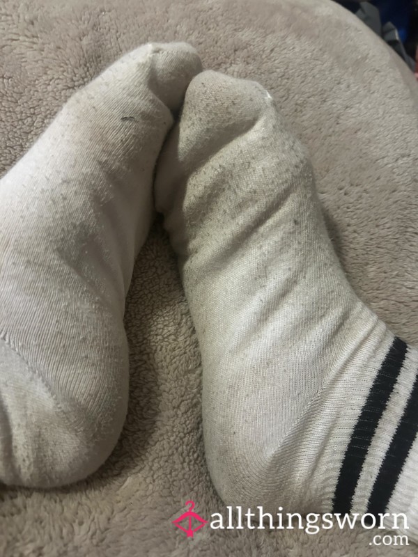 White Dirty Smelly Well Worn Socks Size UK5