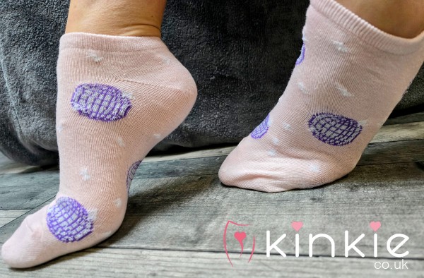 Dirty, Smelly, Well Worn Sweaty Cute Pink Cartoon Ankle Socks....48 Hour Wear